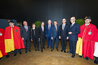 Geneva International Motor Show, Mr. Robert Hensler with Mr. Jean-Marc Guinchard, President of the Grand Council, Mrs. Ester Alder, Mayor of Geneva, Mr. Luc Barthassat, State Councillor in charge of the Department for Environment, Transports and Agriculture (DETA), Mr. François Longchamp, President of the Council of the State of Geneva, Mr. Alain Berset, Federal Councillor, Mr. Maurice Turrettini, President of the Geneva International Motor Show, March 2016.