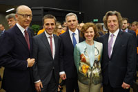 Mr. Robert Hensler with Mr. Maurice Turrettini, President of the International Motor Show, Mr. François Longchamp, President of the Geneva Government, Mr. Didier Burkhalter, President of the Swiss Confederation and his spouse. March 2014. (copyright Marini)